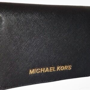 Michael Kors Black Card Holder wallet with Gold Logo